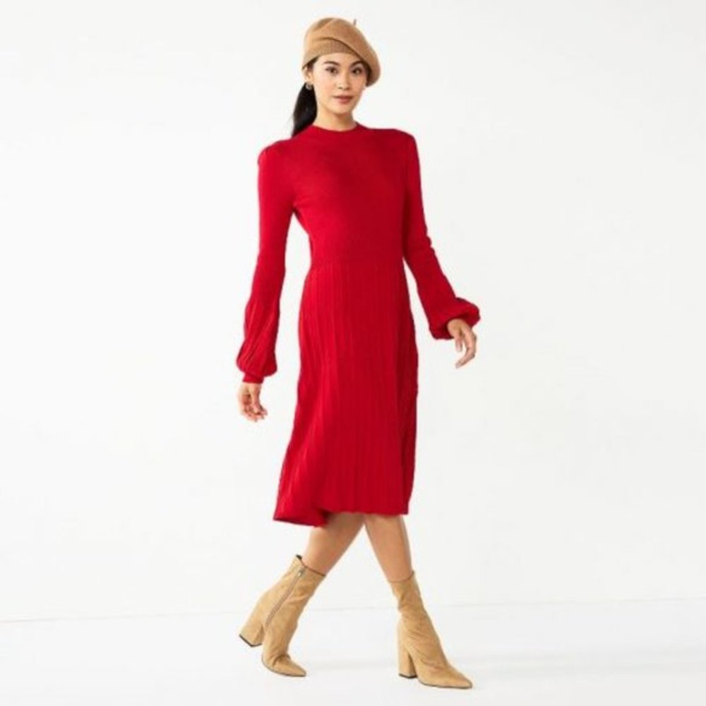 Draper James RSVP Red Long Sleeve Sweater Dress Size Large